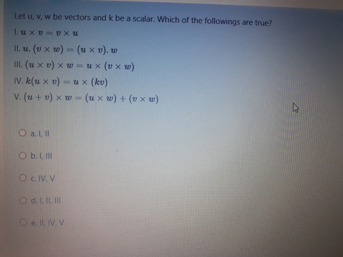 Answered Let U V W Be Vectors And K Be A Bartleby