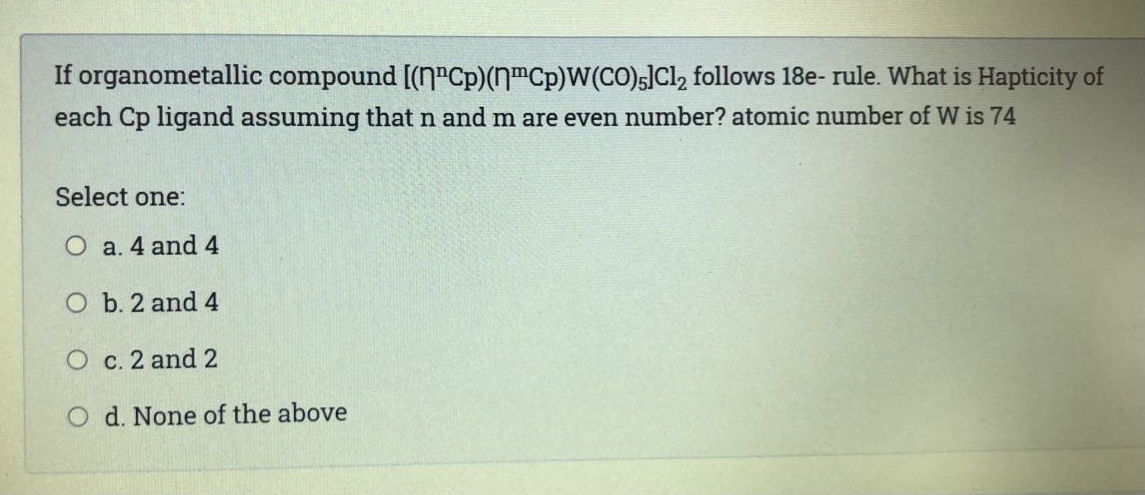 Answered If Organometallic Compound Bartleby