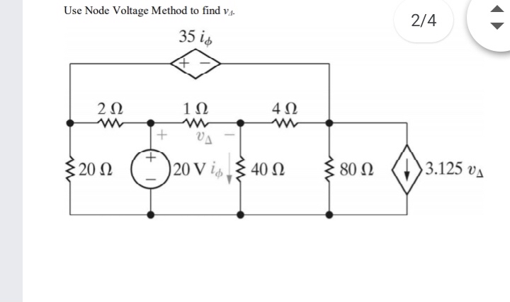 Answered: Use Node Voltage Method to find v | bartleby