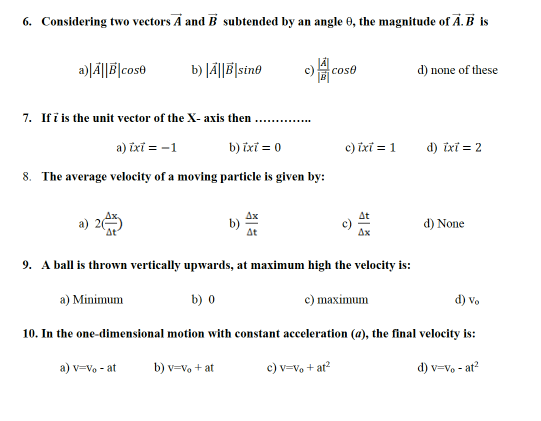 Answered 6 Considering Two Vectors A And B Bartleby