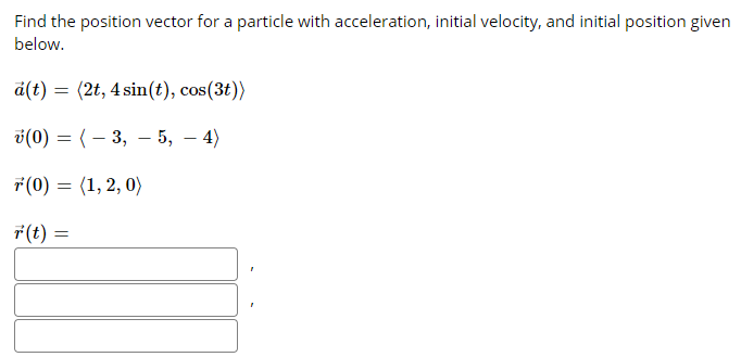 Answered Find The Position Vector For A Particle Bartleby