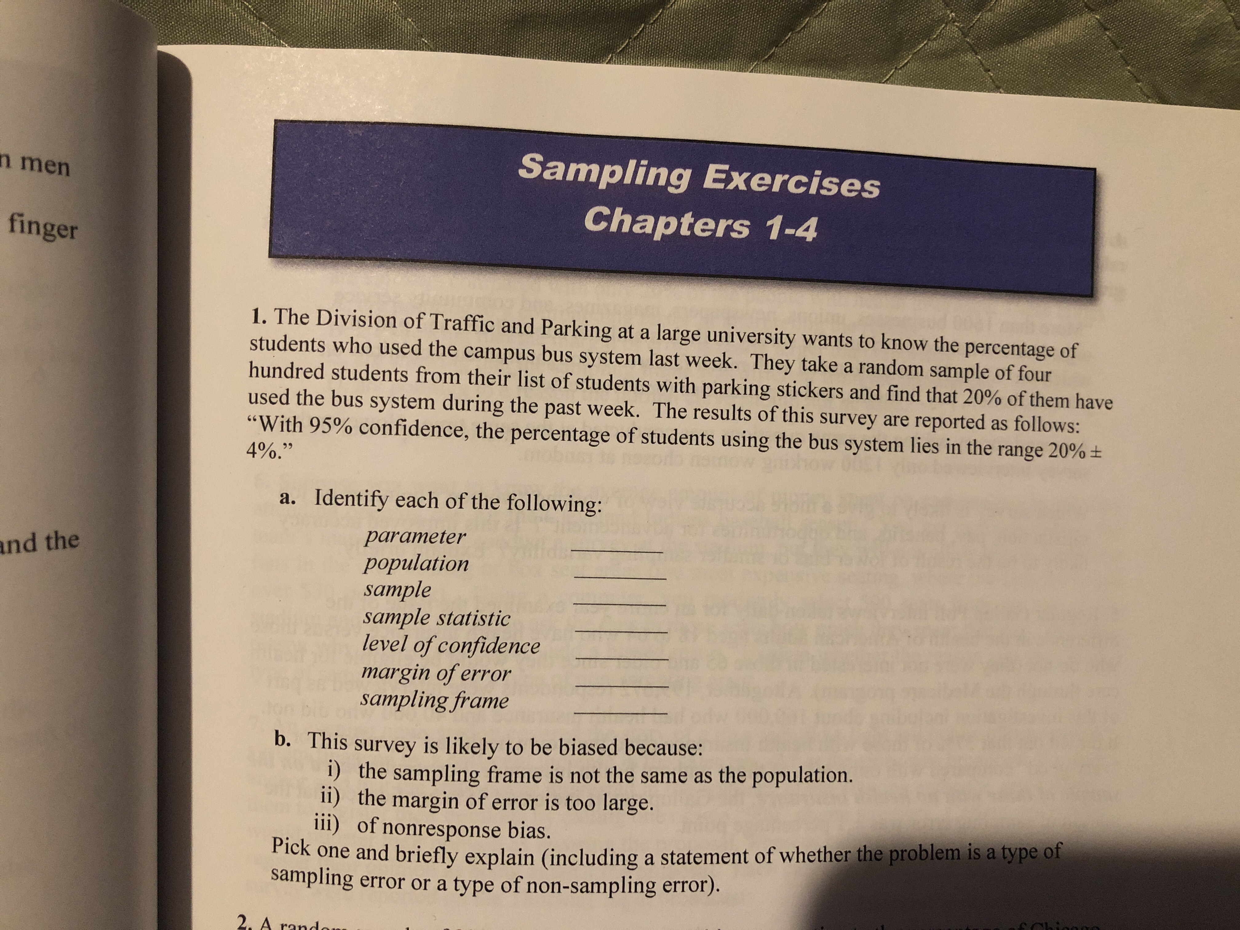 ExercisesChapters | bartleby 1-4n\u2026 Sampling Answered: