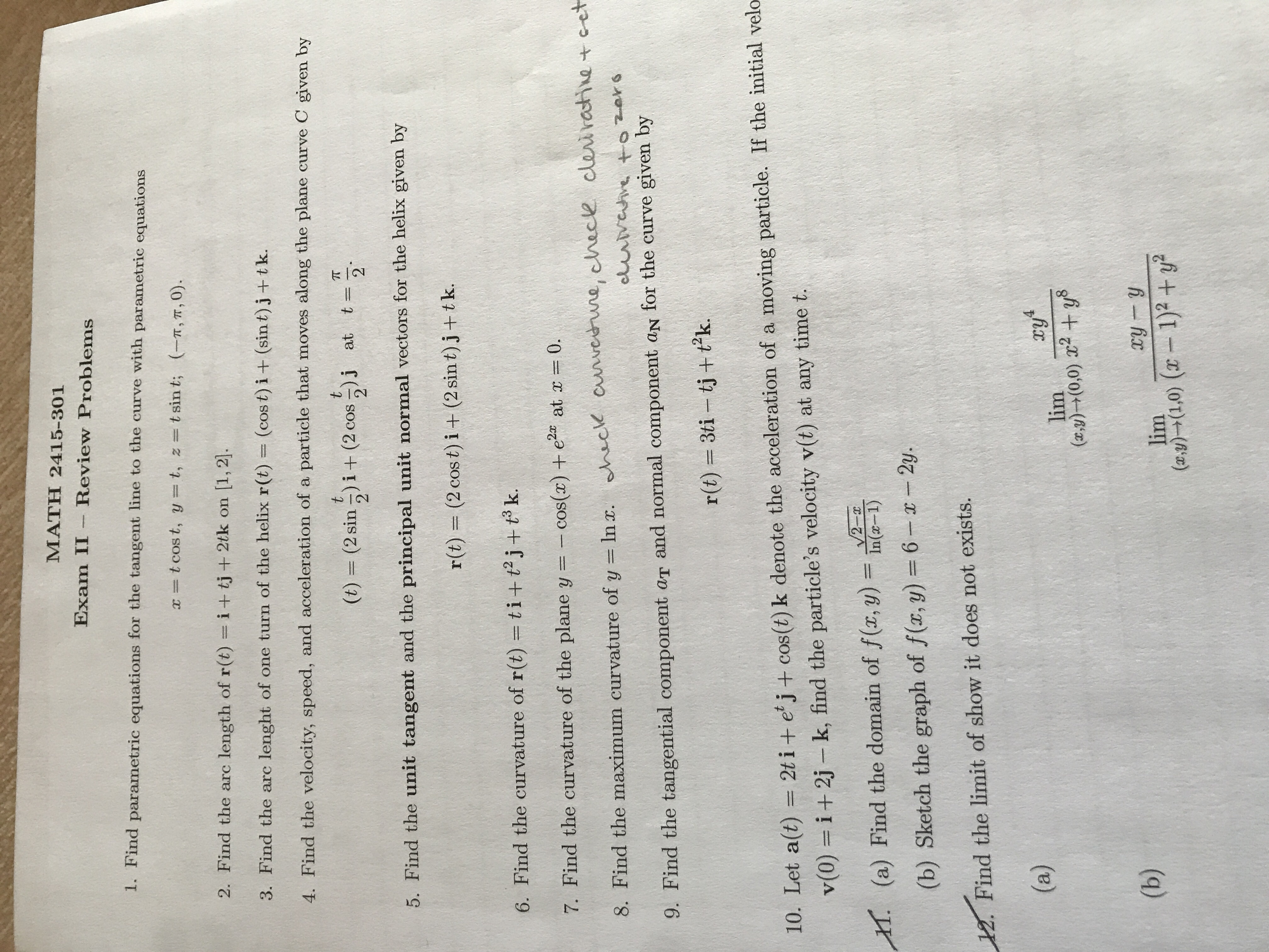 Answered Math 2415 301 Exam Ii Review Problems Bartleby