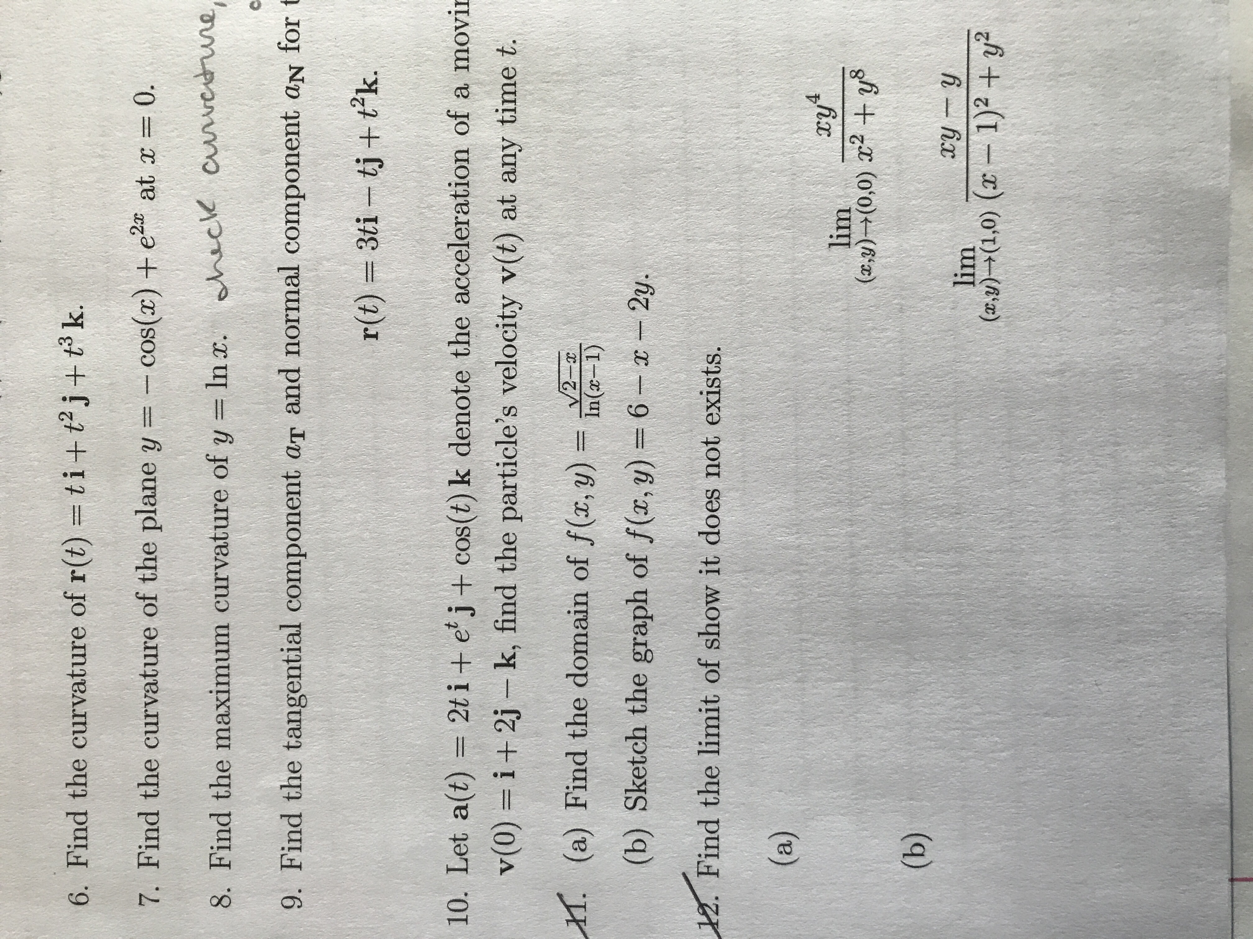 Answered 6 Find The Curvature Of R T Ti Bartleby