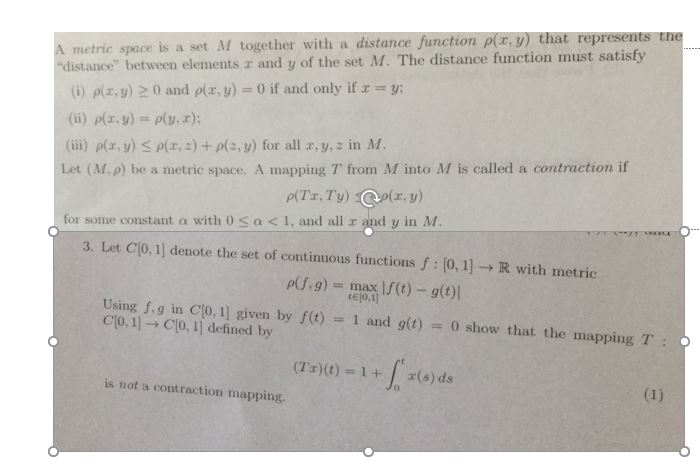 Answered Metric Space Is A Set M Together With A Bartleby