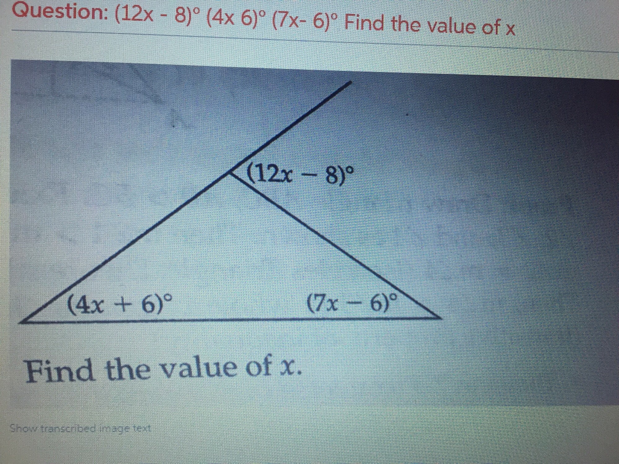 geometry assignment find the value of x answer key