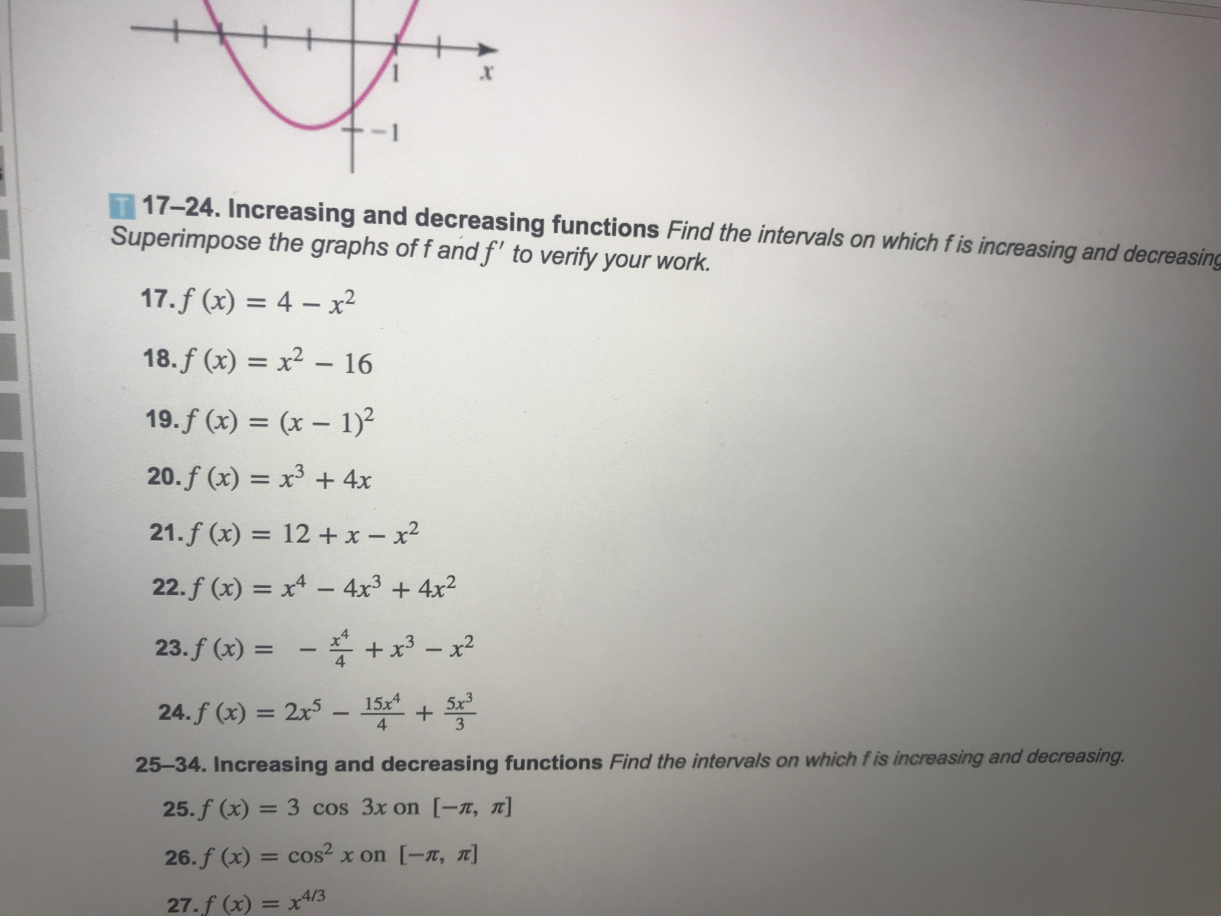 Answered T 17 24 Increasing And Decreasing Bartleby