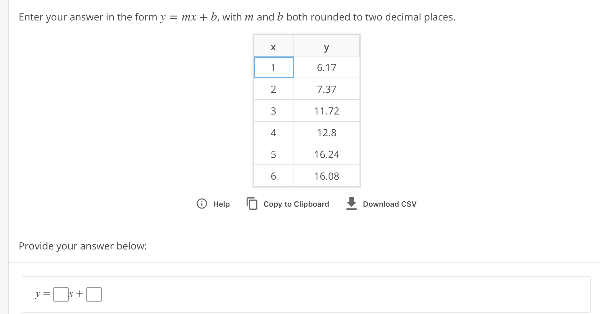 Answered: Enter your answer in the form y-mx b,… | bartleby