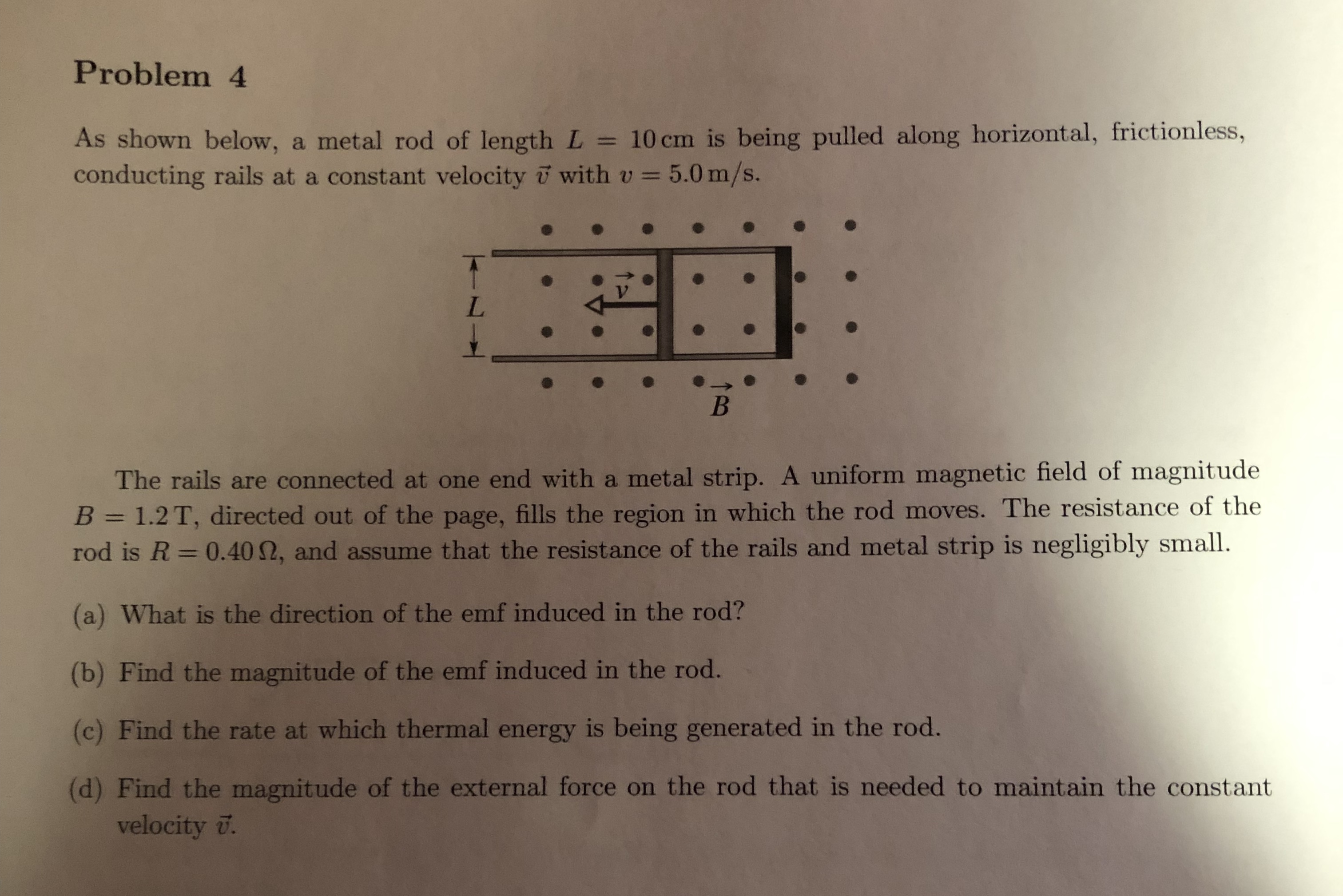 Answered Problem 4 As Shown Below A Metal Rod Bartleby