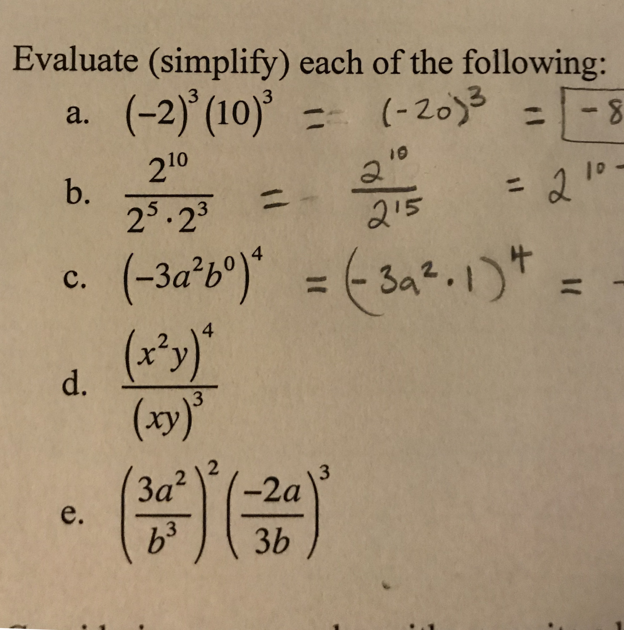 Answered Evaluate Simplify Each Of The Bartleby