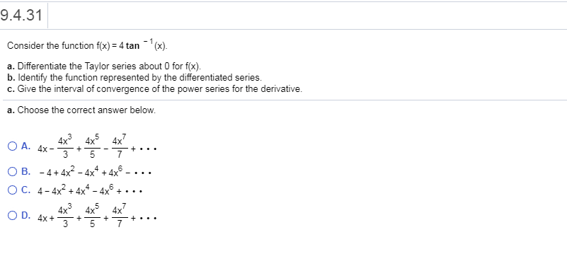 Answered 9 4 31 Consider The Function Fx 4 Tan Bartleby