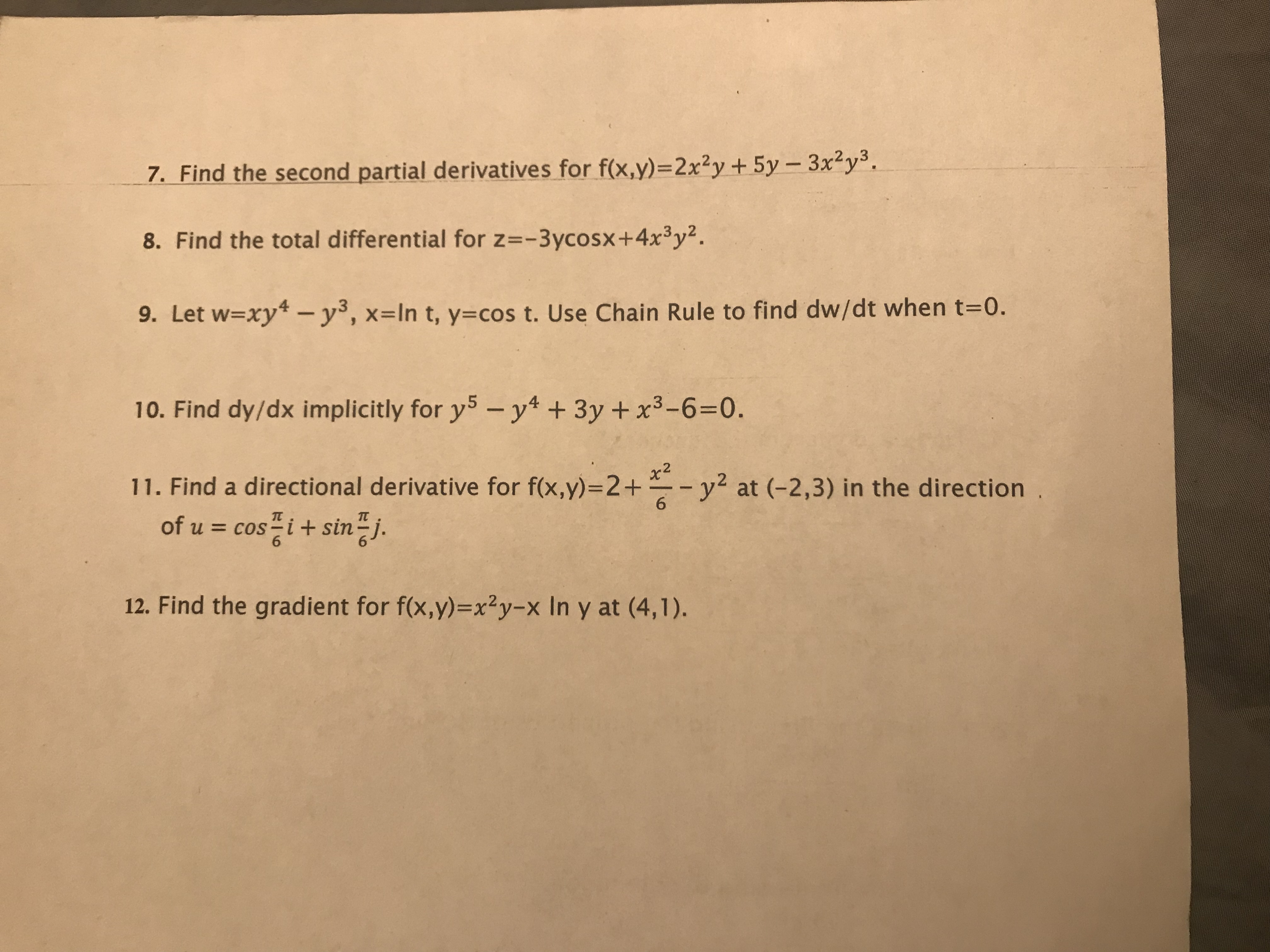 Answered 7 Find The Second Partial Derivatives Bartleby