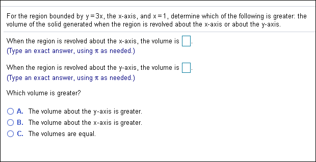 Answered For The Region Bounded By Y 3x The Bartleby