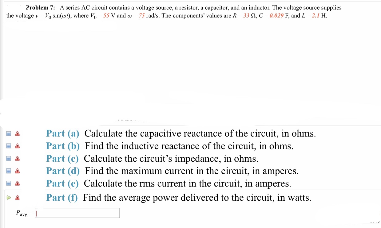 Answered Problem 7 A Series Ac Circuit Contains Bartleby